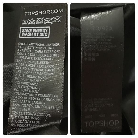 TOPSHOP - Faux Leather Moto Jacket -Size 8 - Picture 12 of 16